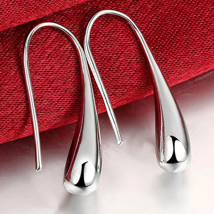 Boucles d'oreilles créoles en argent sterling en forme de goutte d'eau
