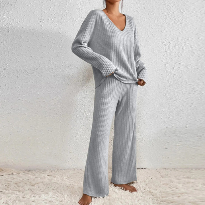 CALYNTHA – ENSEMBLE DEUX PIÈCES EN TRICOT À COL EN V