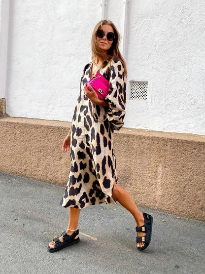 Zarina | Robe Maxi en Viscose avec Imprimé Léopard