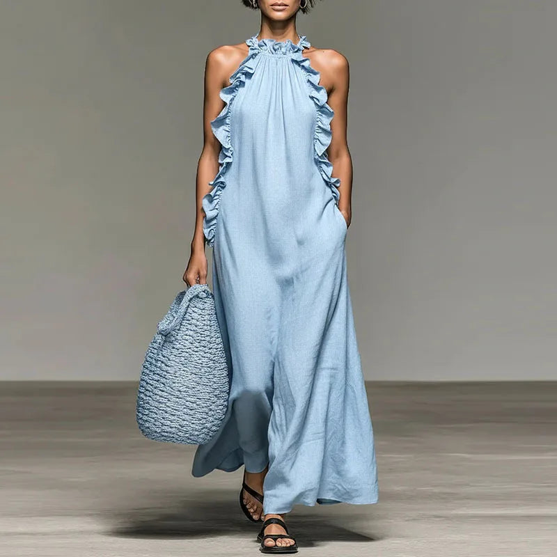 Robe Longue Bohème Licou Volants