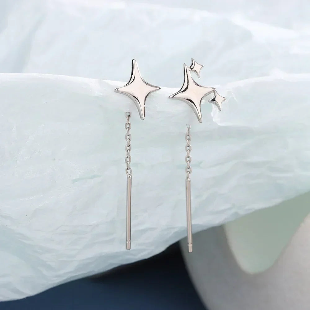 Boucles d'oreilles en chaîne étoile en argent sterling