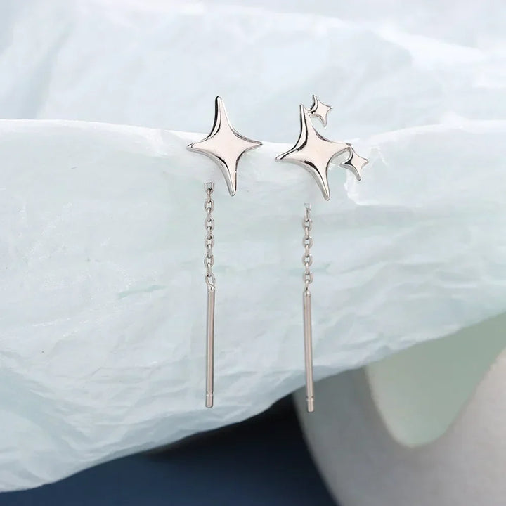 Boucles d'oreilles en chaîne étoile en argent sterling