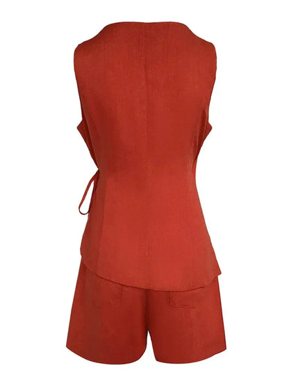 Lila | Ensemble Top et Short en Lin à Col V