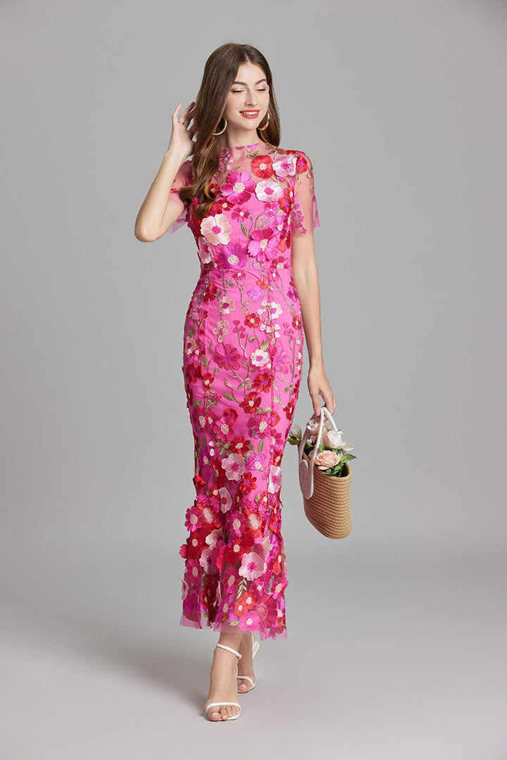 Andrea - Robe maxi transparente avec broderie délicate