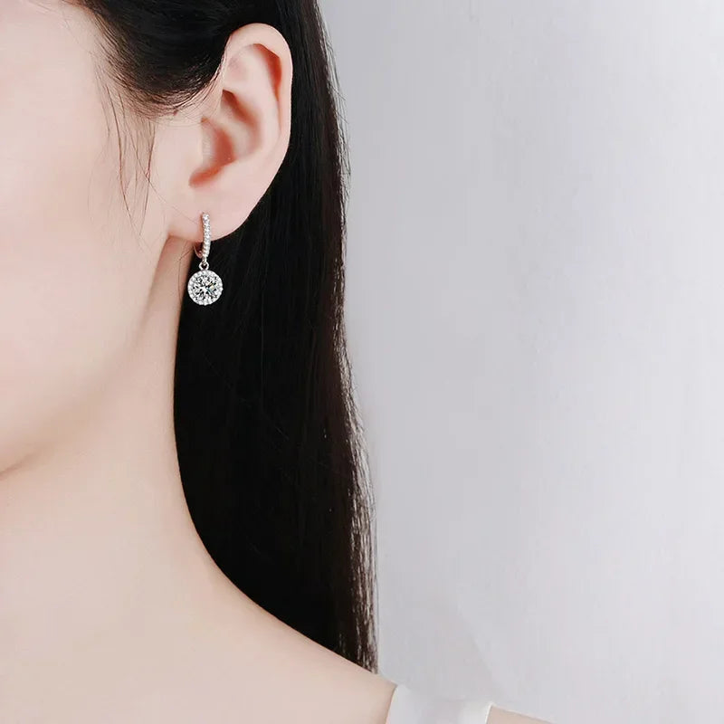Boucles d'oreilles en moissanite 1 carat en argent sterling