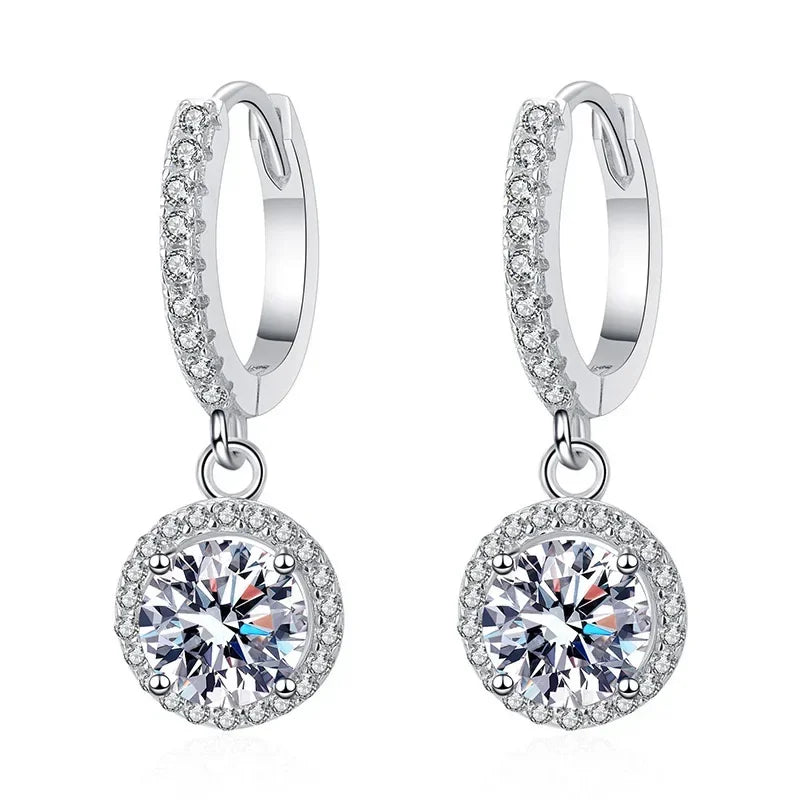 Boucles d'oreilles en moissanite 1 carat en argent sterling