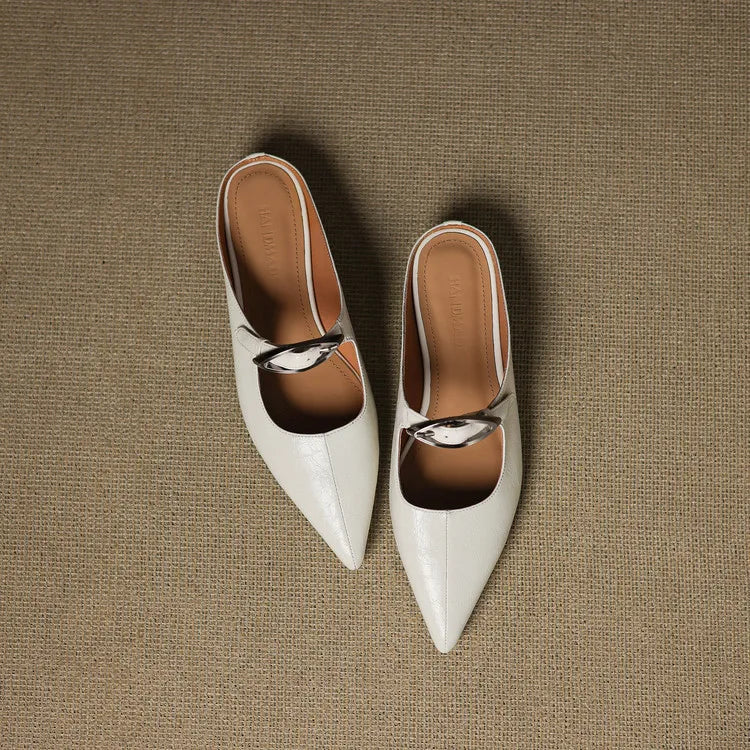 Clara – Mules en Cuir Naturel
