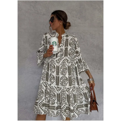 Adeline | Robe A-Line à Décolleté en V Imprimé