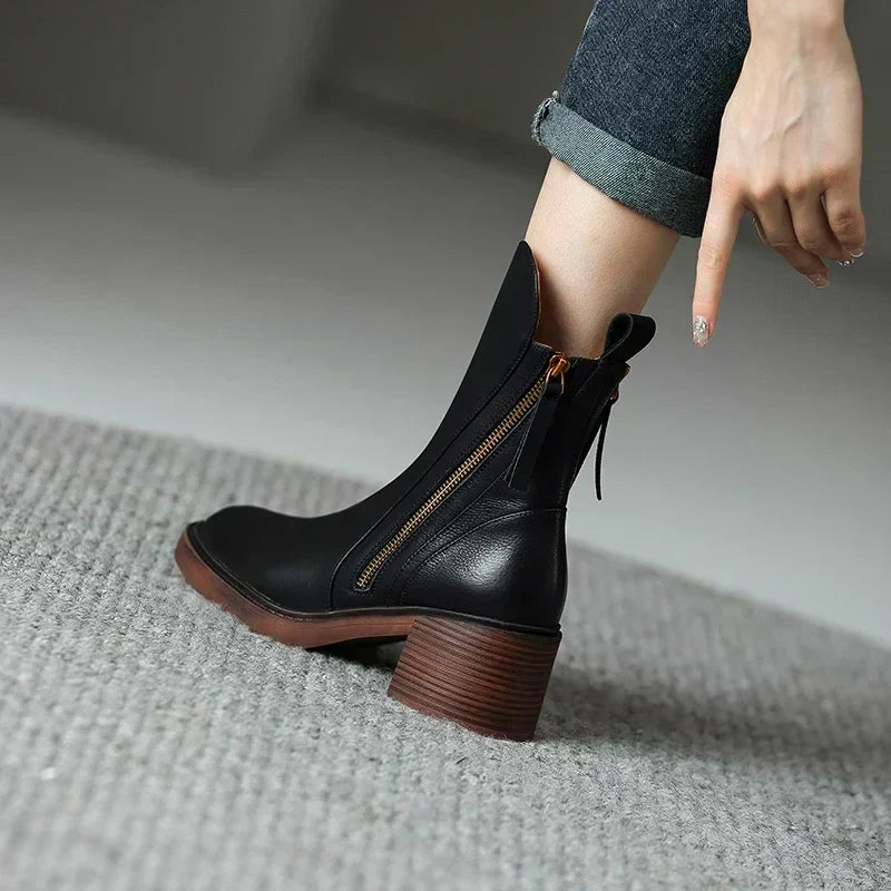Elvera - Bottines en Cuir Lisse