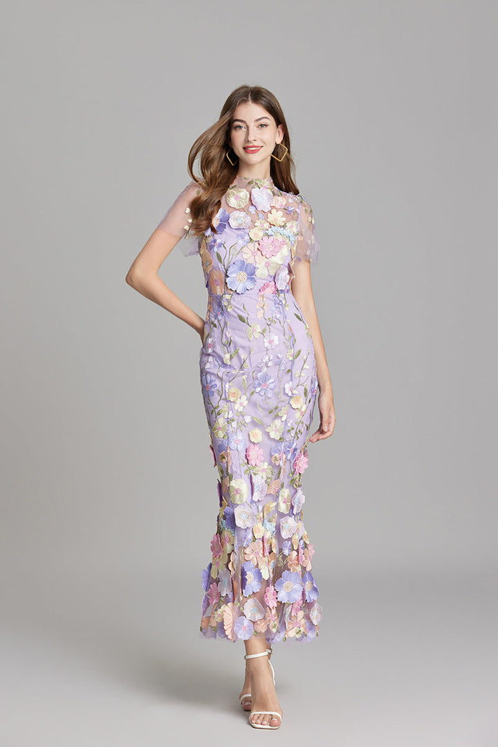 Andrea - Robe maxi transparente avec broderie délicate