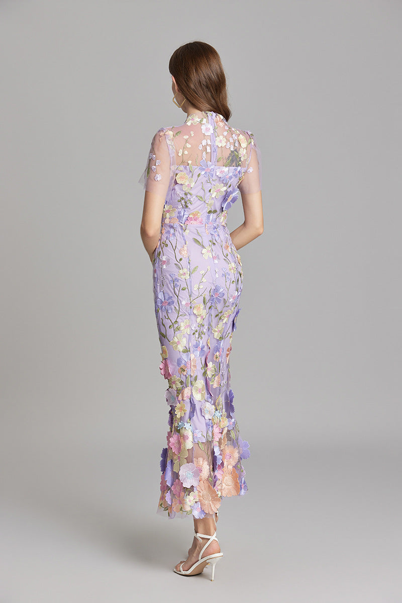 Andrea - Robe maxi transparente avec broderie délicate