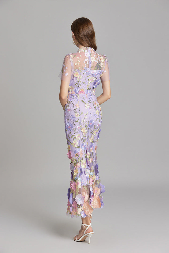 Andrea - Robe maxi transparente avec broderie délicate