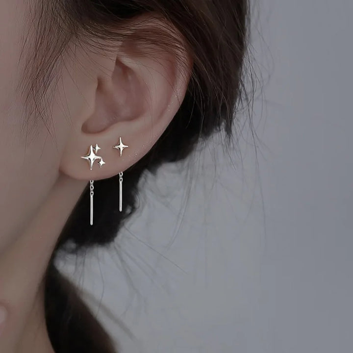 Boucles d'oreilles en chaîne étoile en argent sterling