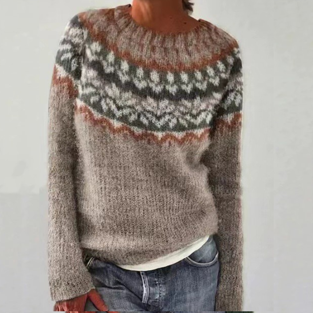 Beata - Pull Tricoté Scandinave Rétro