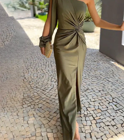 Alisa Robe longue de luxe à une épaule pour femme