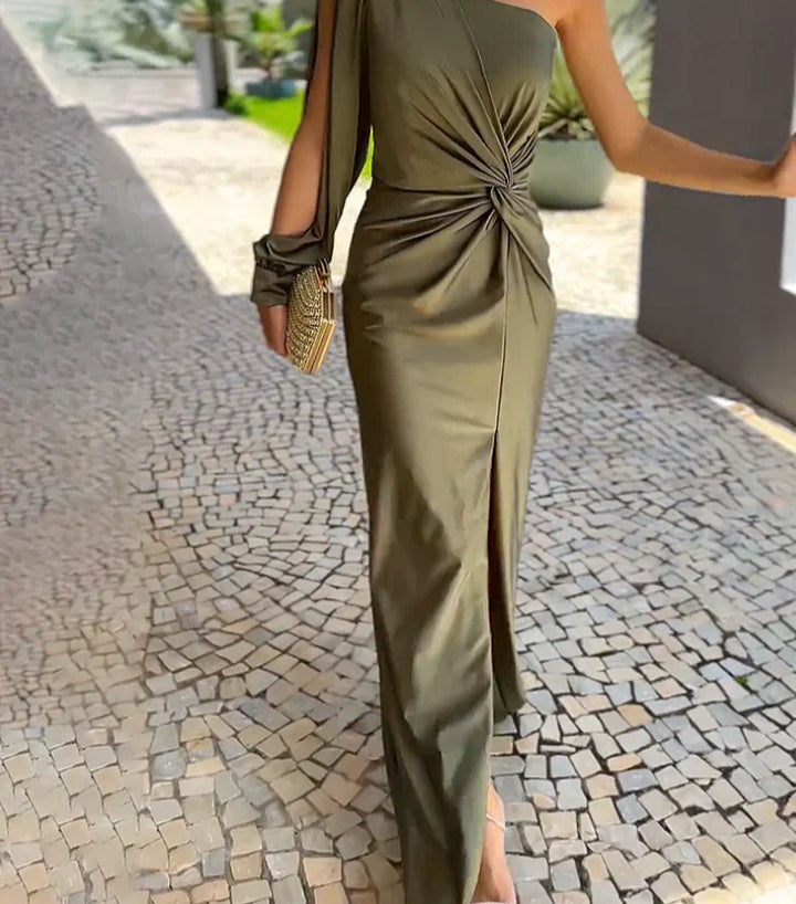 Alisa Robe longue de luxe à une épaule pour femme