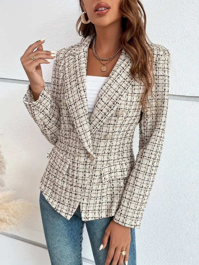Jalu™ | Blazer croisé avec motif à carreaux