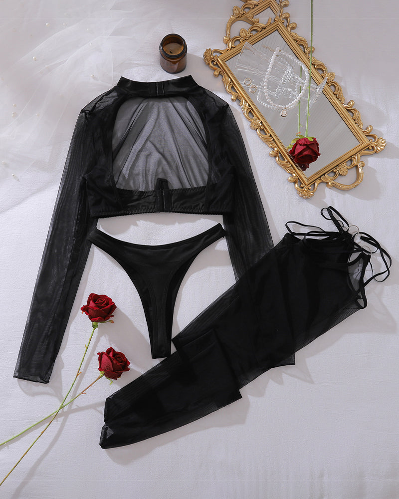Alessandra™ | Ensemble de Top Court en Maille Romantique avec Bas