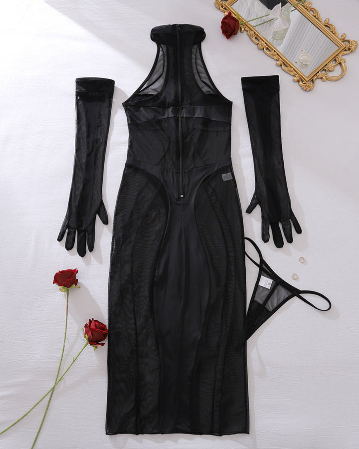 Amanda™ | Robe en Mesh Sensuelle avec Gants de Soirée