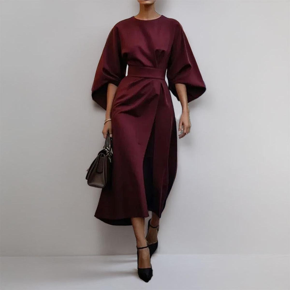 Robe Longue Élégante Manches Chauve-Souris