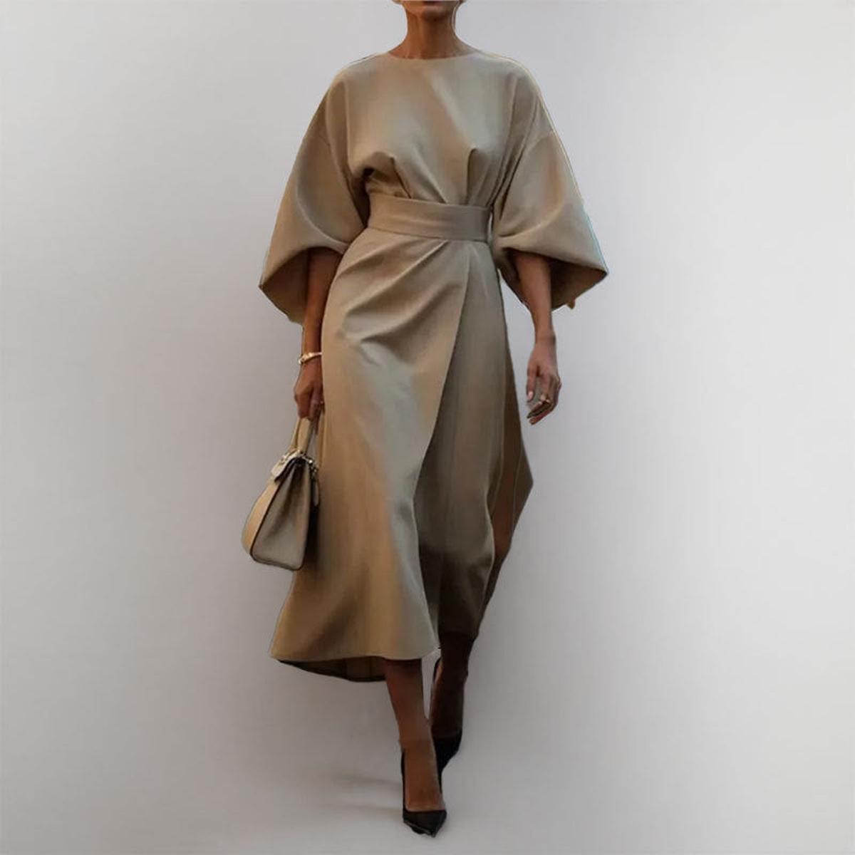 Robe Longue Élégante Manches Chauve-Souris