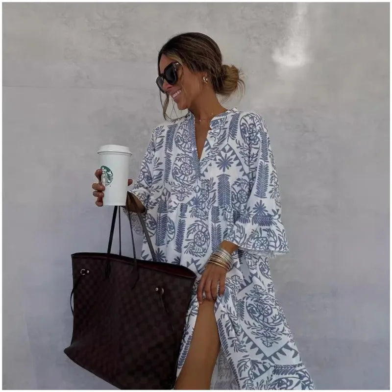 Adeline | Robe A-Line à Décolleté en V Imprimé