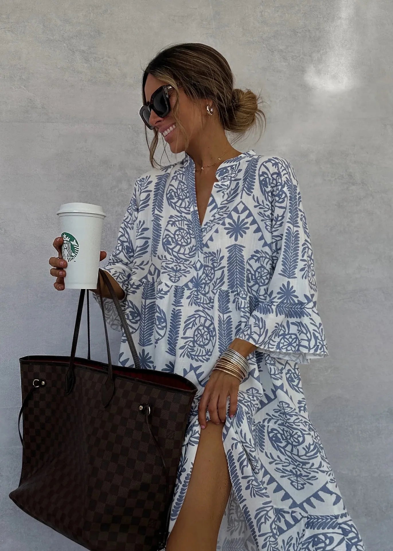 Adeline | Robe A-Line à Décolleté en V Imprimé