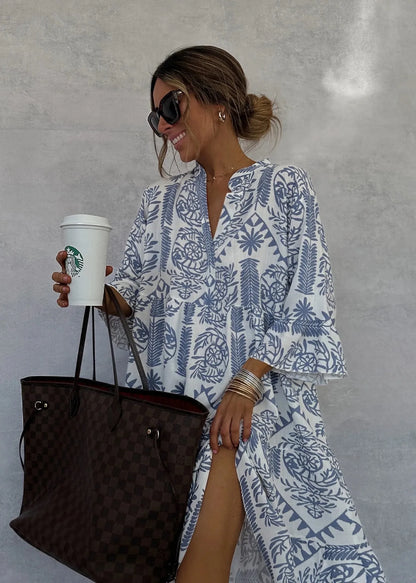 Adeline | Robe A-Line à Décolleté en V Imprimé