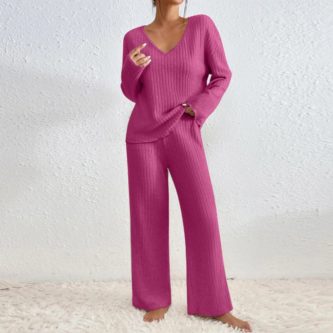 CALYNTHA – ENSEMBLE DEUX PIÈCES EN TRICOT À COL EN V