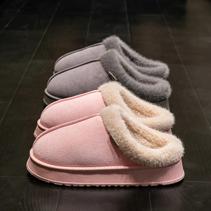 Pantoufles pour Femmes en Peluche pour Intérieur avec Doublure Chaude et Semelle Antidérapante