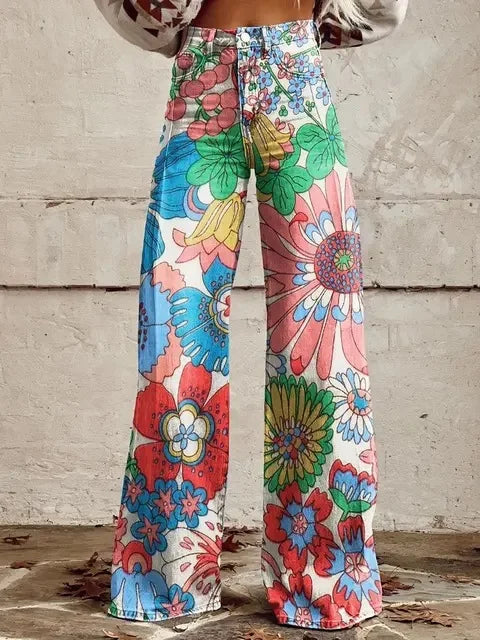 Azly - Pantalon fleuri décontracté et élégant