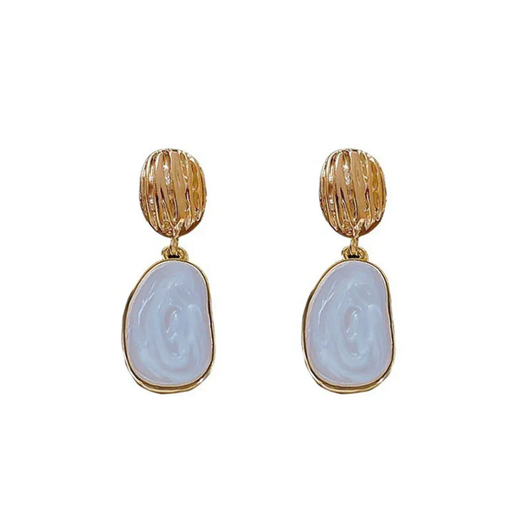 Boucles d'oreilles pendantes ovales en émail vintage