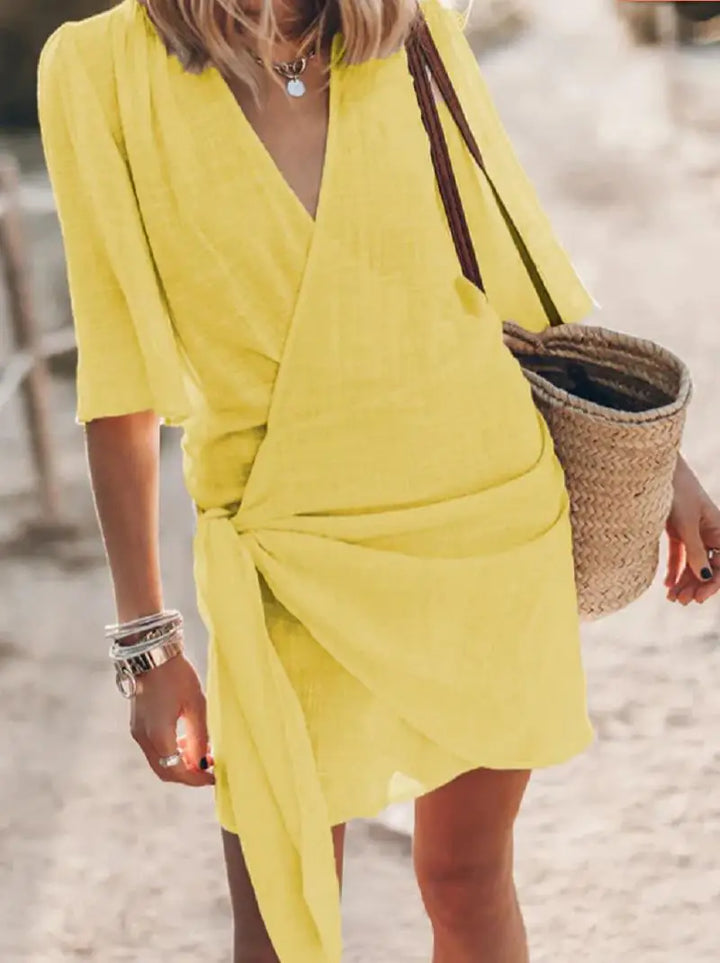 Angélin™ | Robe en lin avec décolleté en V