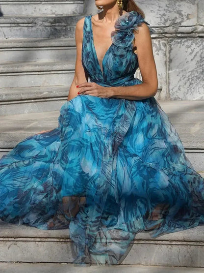 Victoria | ROBE LONGUE BLEUE PAON