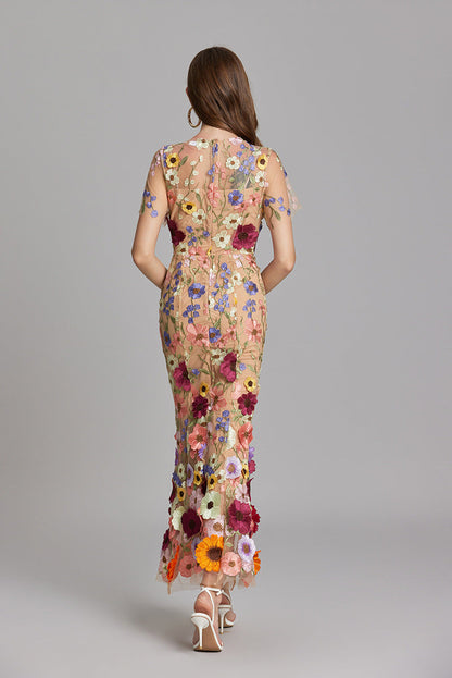 Andrea - Robe maxi transparente avec broderie délicate