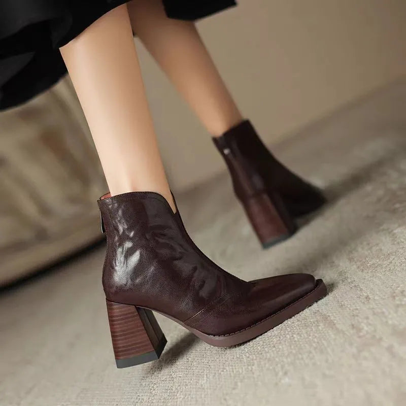 Bottines en Cuir Velouté Aphixta