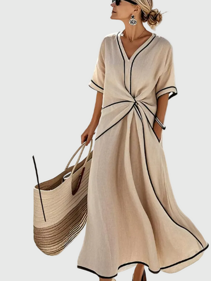 Helena | Robe Maxi Côte Drapée