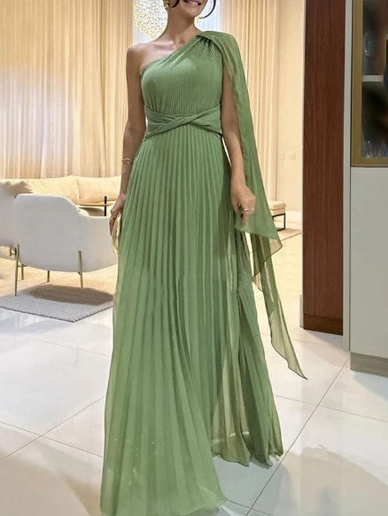 Dalila - Robe Maxi Plissée avec Épaules Dégagées