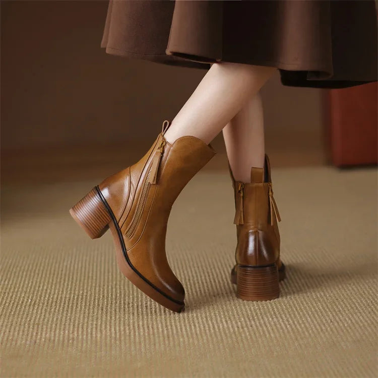 Elvera - Bottines en Cuir Lisse