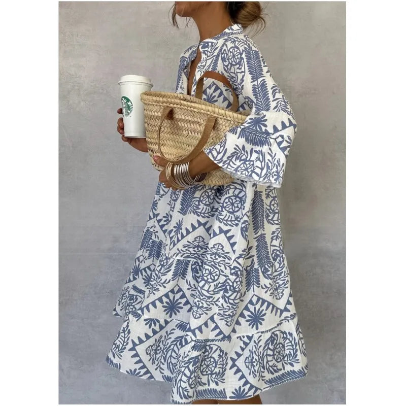Adeline | Robe A-Line à Décolleté en V Imprimé