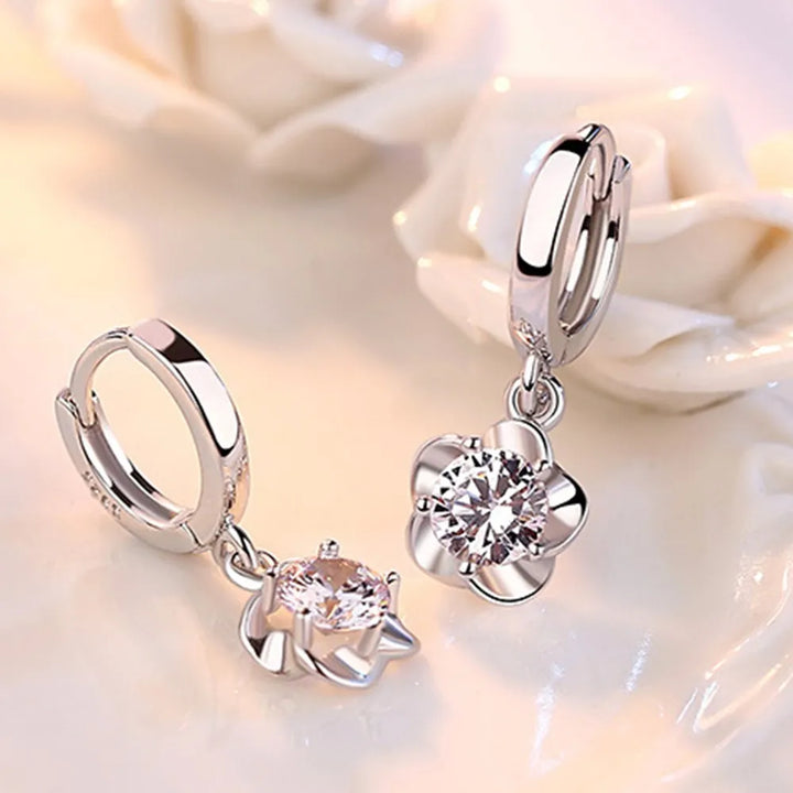 Boucles d'oreilles en argent sterling avec zircon violet et blanc