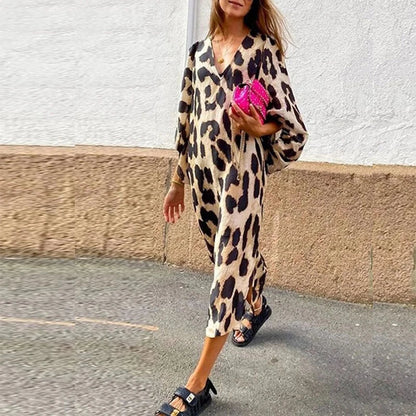 Zarina | Robe Maxi en Viscose avec Imprimé Léopard
