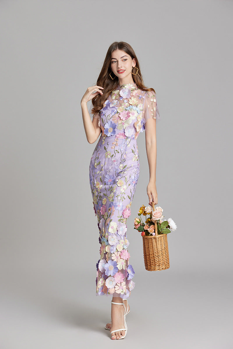 Andrea - Robe maxi transparente avec broderie délicate