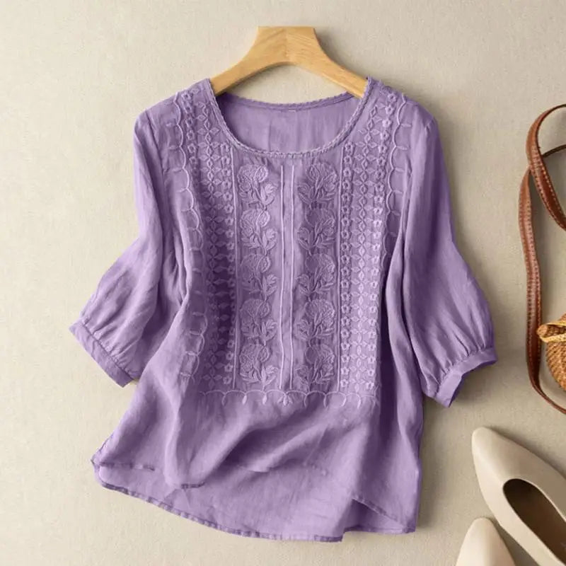 Aurora – Blouse Relaxée Brodée