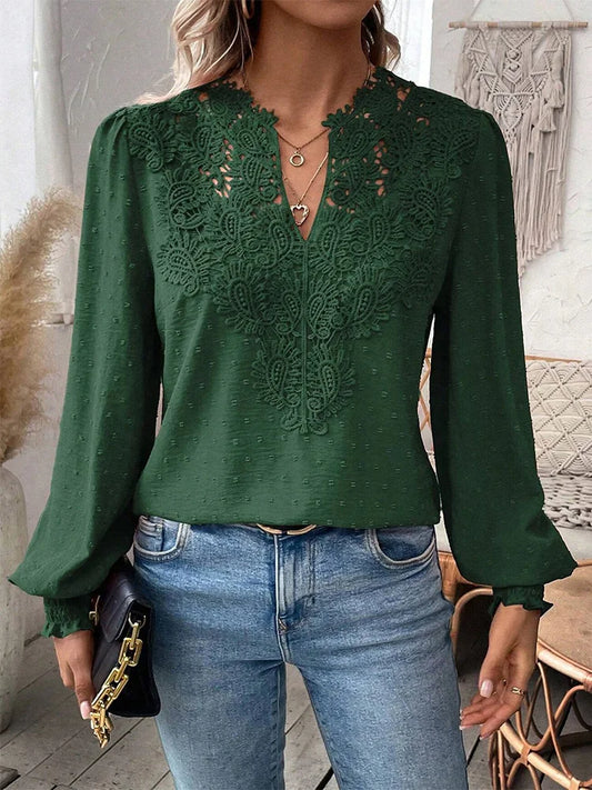 Sondra™ | Blouse en Dentelle de Luxe avec Décolleté en V