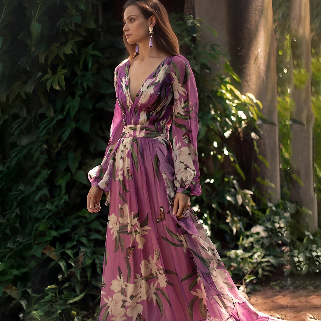 Becca - Robe en chiffon élégante avec imprimé floral pour femmes