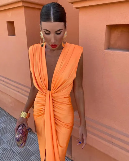Robe Plissée Élégante - Silhouette Sophistiquée Femme
