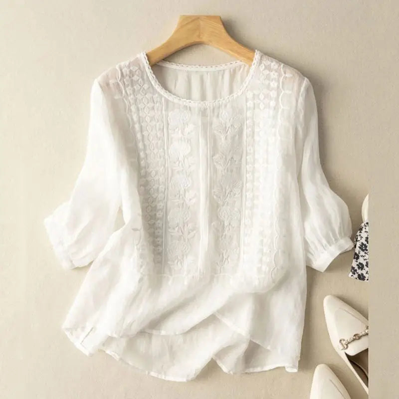 Aurora – Blouse Relaxée Brodée