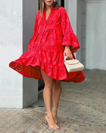 Robe Midi en Dentelle Rose - Élégance Intemporelle
