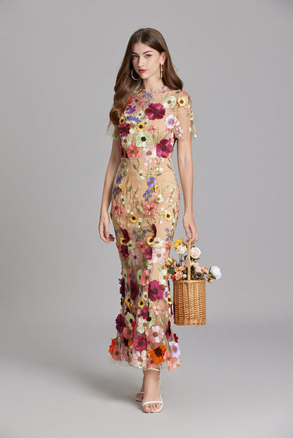 Andrea - Robe maxi transparente avec broderie délicate